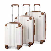 K1777L - Kono 19-24-28 Inch ABS Hard Shell Suitcase 3 Piezas Set Equipaje - Crema