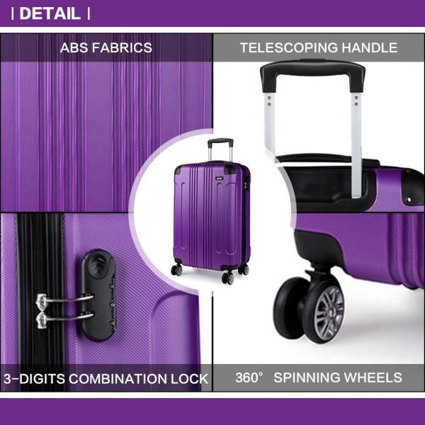 K1777L - Kono 19 Inch ABS Hard Shell Suitcase Luggage - Purple