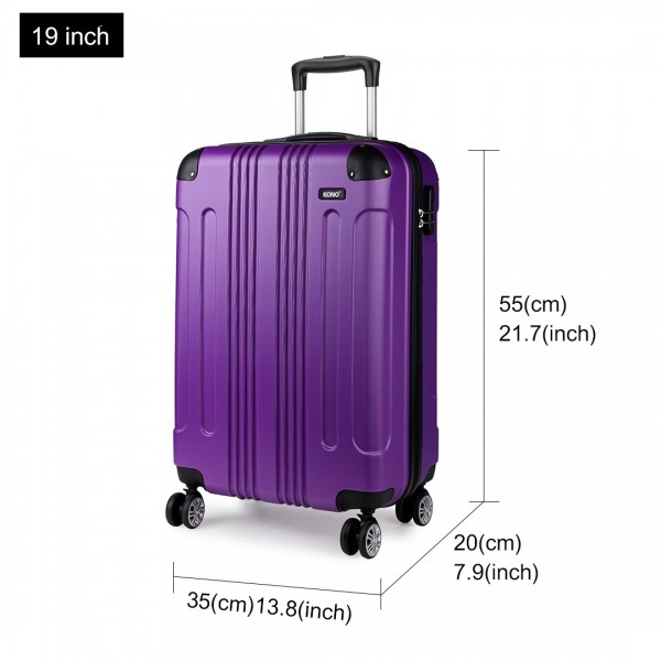 K1777L - Kono 19 Inch ABS Hard Shell Suitcase Luggage - Purple