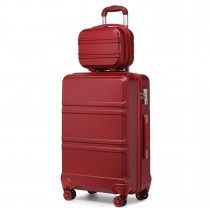 K1871-1L - Kono Zestaw walizek ABS na 4 koła z kosmetyczką - Burgundia