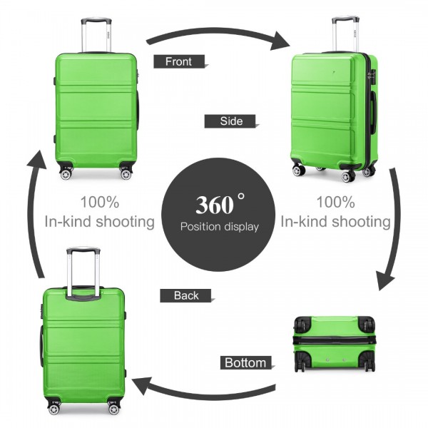 K1871-1L - Kono ABS 24 Inch Sculpted Horizontal Design Suitcase - Green