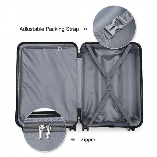 K1871-1L - Kono ABS 24 Inch Sculpted Horizontal Design Suitcase - Green