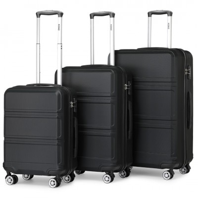 K1871-1L - Kono ABS Sculpted Horizontal Design 3 Piece Suitcase