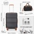 K1871-1L+EA2321 - Kono ABS 28 Inch Sculpted Horizontal Design 2 Piece Suitcase Set With Cabin Bag - Black And Brown