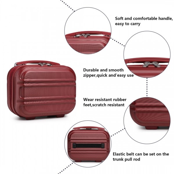 K1871-1L - Kono 12 Inch Lightweight Hard Shell ABS Vanity Case - Burgundy