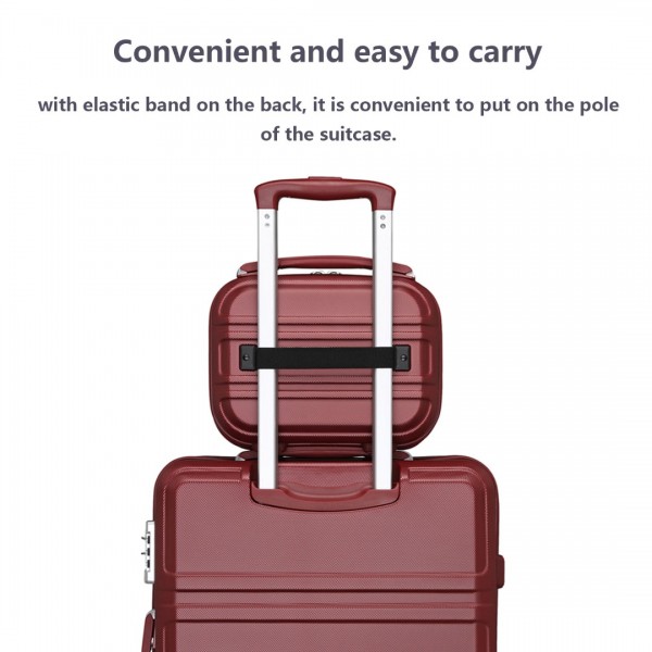K1871-1L - Kono 12 Inch Lightweight Hard Shell ABS Vanity Case - Burgundy