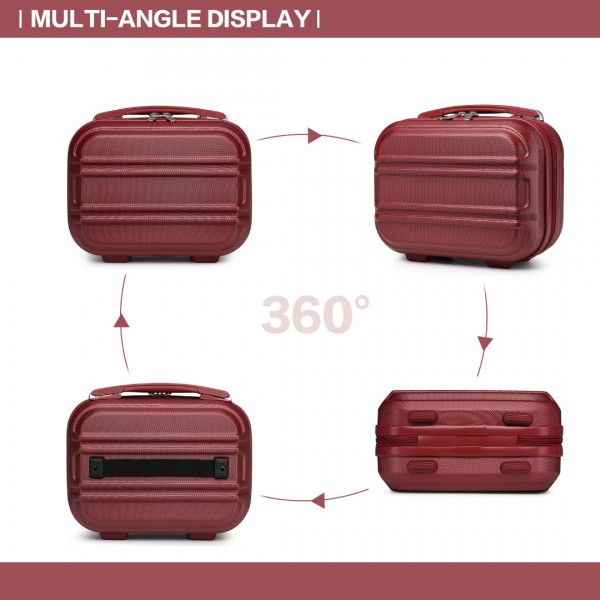 K1871-1L - Kono 12 Inch Lightweight Hard Shell ABS Vanity Case - Burgundy