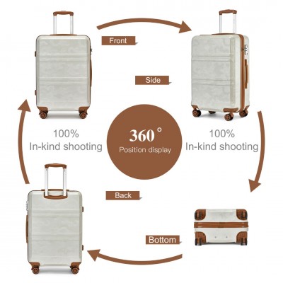 K1871-1L - Kono ABS Sculpted Horizontal Design 3 Piece Suitcase