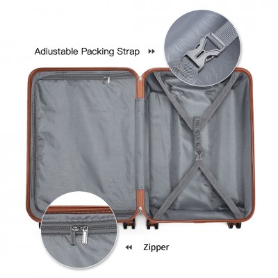 K1871-1L - Kono ABS Sculpted Horizontal Design 4 Pcs Suitcase Set