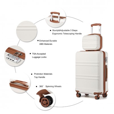 K1871-1L - Kono ABS Sculpted Horizontal Design 4 Pcs Suitcase Set