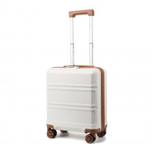 K1871-1L - Kono ABS 16 Inch Sculpted Horizontal Design Cabin Luggage - Cream