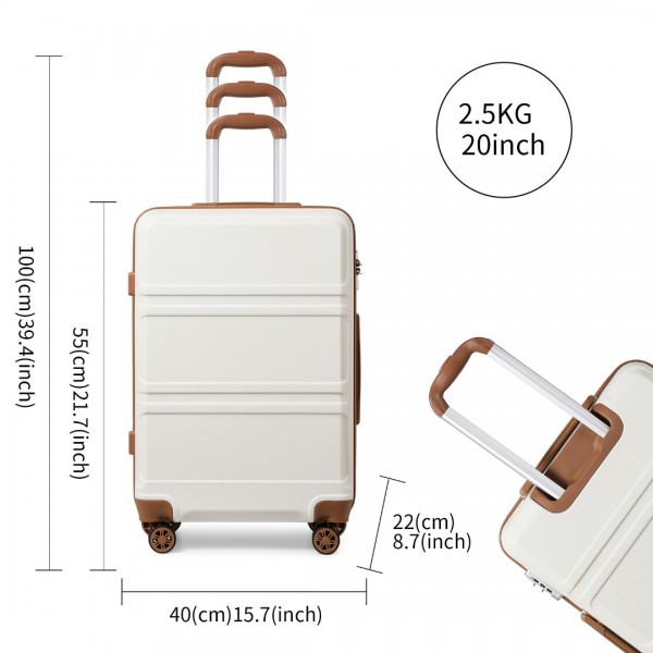 K18711L Kono ABS 20 Inch Sculpted Horizontal Design Cabin Luggage