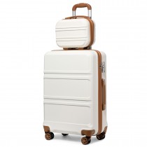 K1871-1L - Kono Zestaw walizek ABS na 4 koła z kosmetyczką - Krem