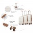 K1871-1L - Kono ABS Sculpted Horizontal Design 3 Piece Suitcase Set - Cream