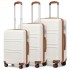 K1871-1L - Kono ABS Sculpted Horizontal Design 3 Piece Suitcase Set - Cream