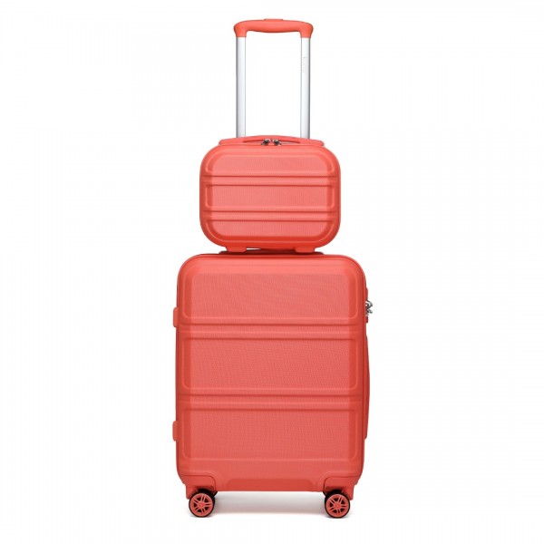 K1871-1L - Kono ABS 4 Wheel Suitcase Set with Vanity Case - Coral