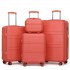 K1871-1L - Kono ABS Sculpted Horizontal Design 4 Pcs Suitcase Set With Vanity Case - Coral