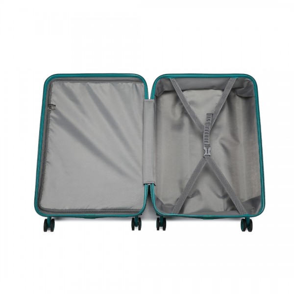 K1871-1L+EA2321 - Kono ABS 28 pulgadas Diseño Horizontal Esculpido Juego de maletas de 2 piezas Con Bolsa de cabina - verde azulado