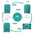 K1871-1L+EA2321 - Kono ABS Sculpted Horizontal Design 4 Piece Suitcase Set With Cabin Bag - Teal