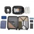 K1871-1L+EA2321 - Kono ABS 24 Inch Sculpted Horizontal Design 2 Piece Suitcase Set With Cabin Bag - Black