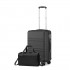 K1871-1L+EA2321 - Kono ABS 20 Inch Sculpted Horizontal Design 2 Piece Suitcase Set With Cabin Bag - Black