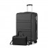 K1871-1L+EA2321 - Kono ABS 28 Inch Sculpted Horizontal Design 2 Piece Suitcase Set With Cabin Bag - Black