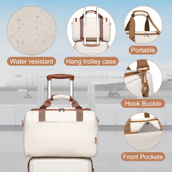 K1871-1L+EA2321 - Kono ABS 28 Inch Sculpted Horizontal Design 2 Piece Suitcase Set With Cabin Bag - Cream