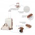 K1871-1L+EA2321 - Kono ABS 20 Inch Sculpted Horizontal Design 2 Piece Suitcase Set With Cabin Bag - Cream