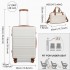 K1871-1L+EA2321 - Kono ABS 28 Inch Sculpted Horizontal Design 2 Piece Suitcase Set With Cabin Bag - Cream