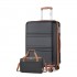 K1871-1L+EA2321 - Kono ABS 28 Inch Sculpted Horizontal Design 2 Piece Suitcase Set With Cabin Bag - Black And Brown