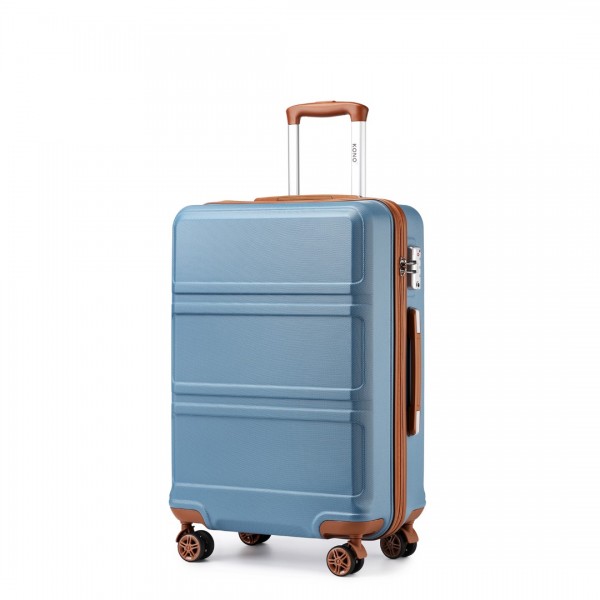 K1871-1L - Kono ABS 20 Inch Sculpted Horizontal Design Cabin Luggage - Grayish Blue And Brown