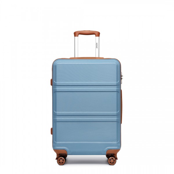 K1871-1L - Kono ABS 20 Inch Sculpted Horizontal Design Cabin Luggage - Grayish Blue And Brown
