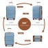 K1871-1L - Kono ABS Sculpted Horizontal Design 4 Pcs Suitcase Set With Vanity Case - Grayish Blue And Brown