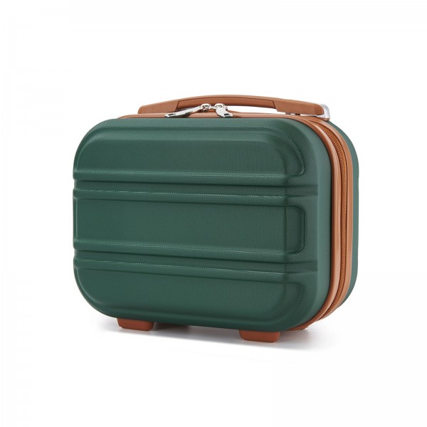 K1871-1L - Kono 12 Zoll Leicht Harte Schale Abs Kosmetikkoffer - Grün und Braun