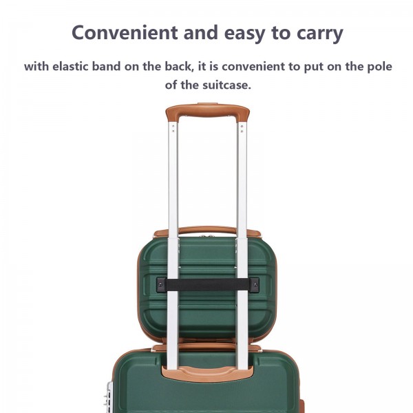 K1871-1L - Kono 12 Zoll Leicht Harte Schale Abs Kosmetikkoffer - Grün und Braun