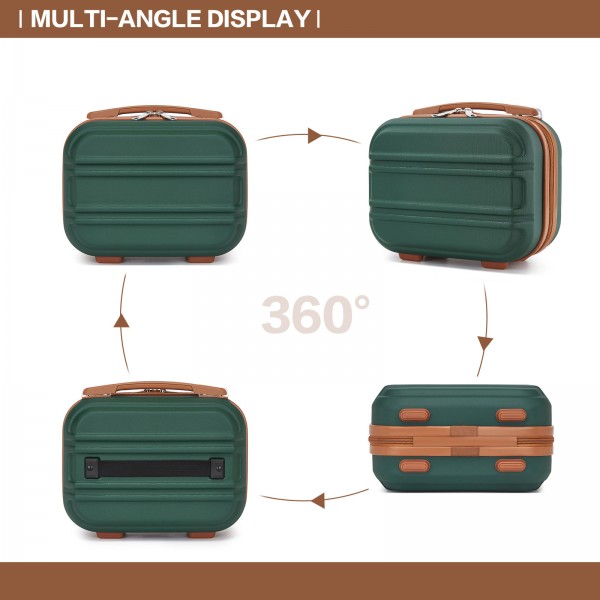 K1871-1L - Kono 12 Zoll Leicht Harte Schale Abs Kosmetikkoffer - Grün und Braun