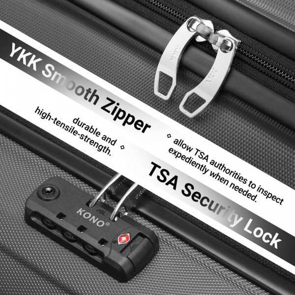 K1871-1L - Kono ABS 16 Inch Sculpted Horizontal Design Cabin Luggage - Grey