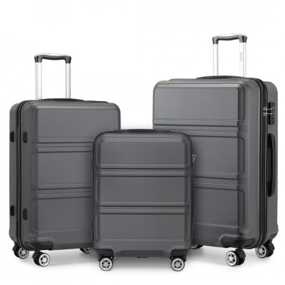 K1871-1L - Kono ABS Sculpted Horizontal Design 3 Piece Suitcase