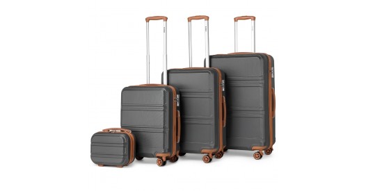 K1871-1L - Kono ABS Sculpted Horizontal Design 4 Pcs Suitcase Set