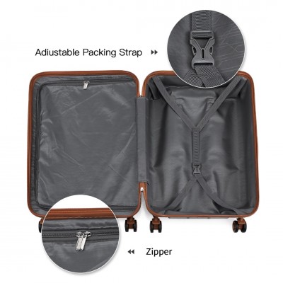 K1871-1L - Kono ABS Sculpted Horizontal Design 4 Pcs Suitcase Set