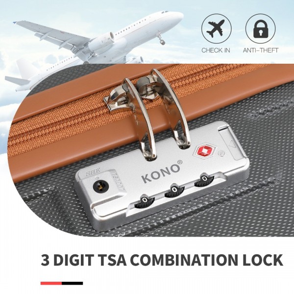 K1871-1L - Kono ABS 24 Zoll geformter horizontaler Design-Koffer - Grau und Braun