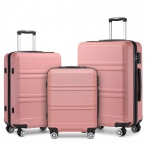 K1871-1L - Kono ABS Wyprofilowane poziome wzornictwo 3-częściowy zestaw walizek - nago