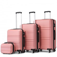 K1871-1L - Kono ABS Sculpted Horizontal Design 4 Pcs Suitcase Set With Vanity Case - Nude