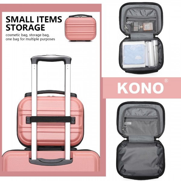 K1871-1L - Kono ABS Conception horizontale sculptée Ensemble de valises 4 pièces Avec Vanity Case - Nude