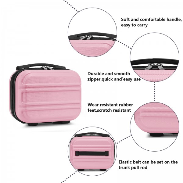 K1871-1L - Kono 12 Inch Lightweight Hard Shell ABS Vanity Case - Pink