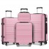 K1871-1L - Kono ABS Geformtes horizontales Design 4-teiliges Kofferset Mit Kosmetikkoffer - Rosa