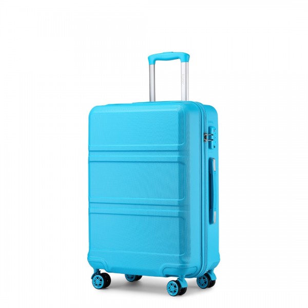 K1871-1L - Kono ABS 24 Inch Sculpted Horizontal Design Suitcase - Blue