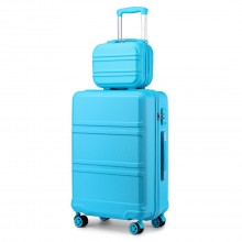 K1871-1L - Kono ABS 4 Wheel Suitcase Set with Vanity Case - Blue