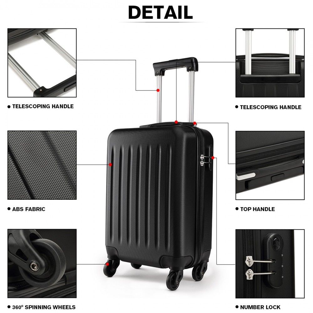 K1872L Kono 19 Inch ABS Hard Shell Carry On Luggage 4 Wheel Spinner