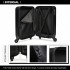 K1872L - Kono 19 Inch ABS Hard Shell Carry On Luggage 4 Wheel Spinner Suitcase - Black